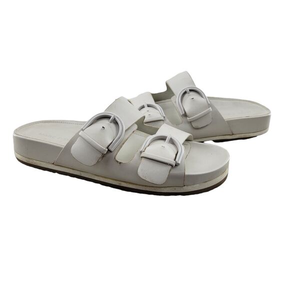 Marc Fisher Shoes - Marc Fisher Women's Kristane‎ White Slip On Sandals Size 8 Buckles Adjustable